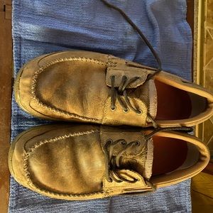 These are Twisted X shoes! Size 12M Destrested leather and comfortable!